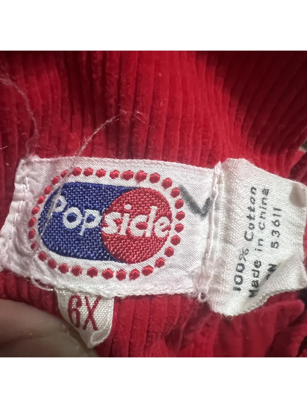 Vintage Popsicle Corduroy Red Dress Pockets 100% Cotton Size 6x Kids Girls